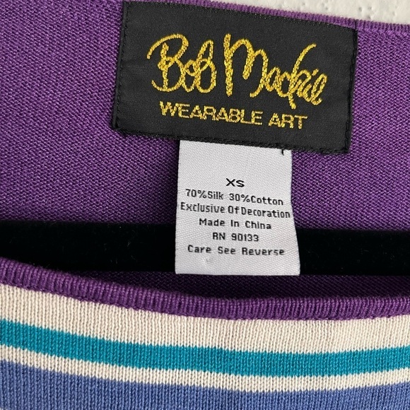 Bob Mockie Woman Purple 70% Silk/ Cotton Boho Oversized Sweater, Size XS - Picture 5 of 8
